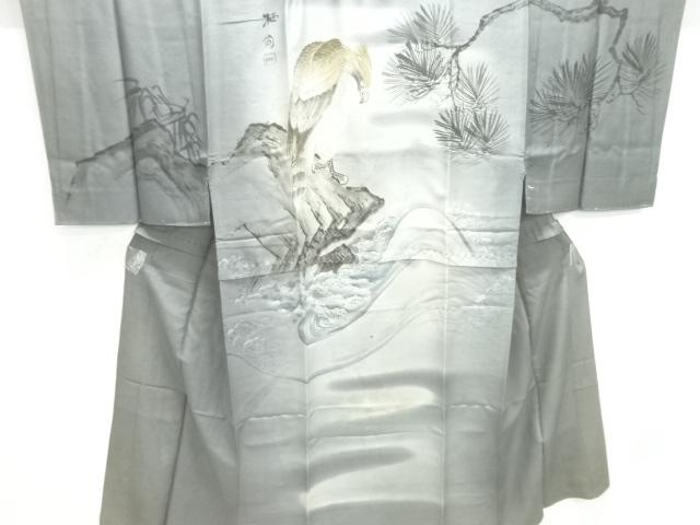 JAPANESE KIMONO / ANTIQUE MENS JUBAN / SILK / PINE & HAWK